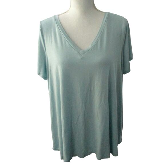 Cupio Women's Plus Blue Short Sleeve Stretch V-neck Tee Shirt Size 1X - Picture 1 of 9